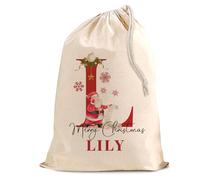 Personalised Santa Cotton Sack - Custom Christmas Large Gift Bag with Name - Festive Holiday Present Storage for Kids & Adults - XL 50x75 cm