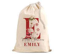 Personalised Santa Cotton Sack - Custom Christmas Large Gift Bag with Name - Festive Holiday Present Storage for Kids & Adults - XL 50x75 cm