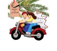 Personalised Santa Couple Ornament 2025 - Fast & Free 24h Customisation - Family of 2 Christmas Ornaments for Tree - Custom Gift Wrapped Xmas Keepsake for Two Persons (Motorcycle Couple)