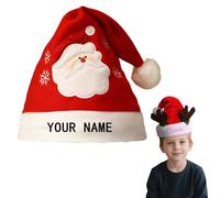 Personalised Santa Hat Christmas Knitted Custom withText Name for Adults & Kids Supplies for New Year Party Festive Accessory Christmas Hat (A)