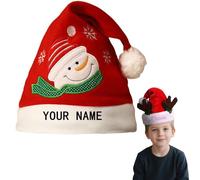 Personalised Santa Hat Christmas Knitted Custom withText Name for Adults & Kids Supplies for New Year Party Festive Accessory Christmas Hat (B)