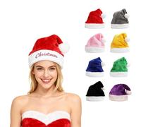 Personalised Santa Hat With Embroidery - Custom Christmas Hats For Adults, Luxury Plush Velvet Xmas Hat With Name, Festive Party Christmas Decorations For New Year Festive Gifts (Red)