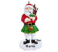 Personalised Santa Ornament 2025 - Fast & Free 24h Customisation - Christmas Holiday Ornaments for Tree - Custom Gift Wrapped Scottish Bagpipes Keepsake for the Festive Season