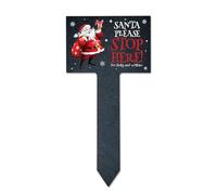 Personalised "Santa Please Stop Here" Cartoon Slate Sign | Durable Outdoor Christmas Decoration for Children | W 15cm x H 30cm x D 0.7cm