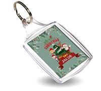 Personalised Santa Sack Merry Christmas Key Ring Keychain MDF Key Ring Rectangle Key Ring Keepsake, Family, Kids, Birthday Gift. (Metal Photo Insert)