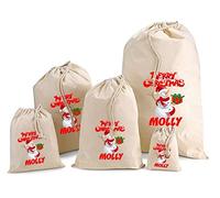 PERSONALISED SANTA SACK - Red Snowman Design Available in 5 Sizes (Small 20 x 14cm)