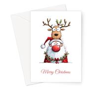Personalised Santa's Friend Art Christmas Cards - Pack of 20 - One Design With Your Custom Text Printed On The Inside