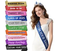 Personalised Sash for Birthday Graduation Party, Custom Sash with Text Logo, Make Your Own Sash, Custom Sashes for Women Men, Customizable Sashes for Pageants Wedding Bachelorette (Style 2)