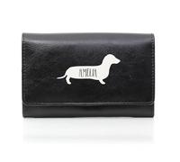 Personalised Sausage Dog Black Purse
