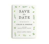 Personalised Save The Date Cards, Custom Botanical Leaves Wedding Invites