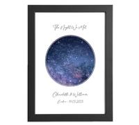 PERSONALISED Scene Sky/Star Print Wall Art Poster, Unique gift idea for birth, christening, Mothers Day, Fathers Day. Night sky at an exact moment - any location. picture/print only