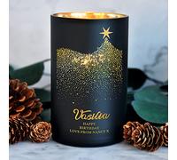 Personalised Scented Candle Cedarwood Cinnamon Sandalwood Candles Coconut Wax Candle for Birthday Christmas Anniversary Present Gift for Her up to 40 Hours Burn Time (Design 02)