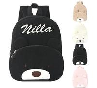 Personalised School Bag Mini Toddler Backpack for Girl & Boy, Embroidered Name Children's School Rucksack Corduroy, Cute Bear Kids Small School Bag Bookbag for Travel Kindergarten Elementary Preschool