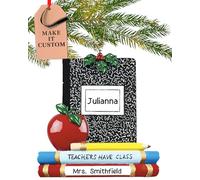 Personalised School Ornament 2025 - Fast & Free 24h Customisation - Teacher Christmas Ornaments for Tree - Custom Gift Wrapped Class Keepsake for Teachers