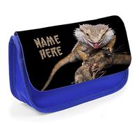 Personalised School Pencil Case Bearded Dragon Stationary Bag Boys Girls SH017 (Blue)