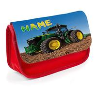Personalised School Pencil Case Farm Tractor Stationary Bag Boys ST753 (Red)