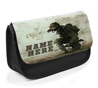 Personalised School Pencil Case Solider Gamer Duty Stationary Bag Boys Girls KS03 (Black)