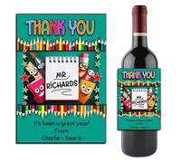 Personalised School Teacher Thank You Gift Idea N161 - Wine Champagne Bottle Photo Label