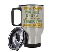 Personalised Science/Math Teachers Present idea Any Name Funny Birthday Thanks-Giving Appreciation 14 Oz Travel Mug. (Silver)