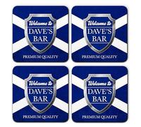 Personalised Scotland Coaster Set Of 4 Matching Custom Any Name Beer Mat Drinks Coasters Pub Home Bar Accessories Novelty Gift For Him Dad Father's Day Man Cave