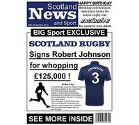 Personalised Scotland Rugby Newspaper Birthday Card