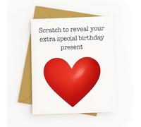 Personalised Scratch Card Birthday Gift - Fun Scratch & Reveal Card with Red Heart Foil - Unique Surprise Message Card for Him, Her, Adults - Customised Birthday Games or Party Gift Idea