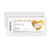 Personalised Scratch Card Reveal, Surprise Concert Ticket Scratch-Off Card for Events, Festival, Gig, Custom Concert Ticket Gifts for Women, Men, Birthday, Anniversary, Christmas (Design 1)