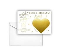 Personalised Scratchcard Foil Scratch To Reveal Card Surprise Gift Stocking Filler Foil Heart Luxury Gold Silver Christmas 5 Designs to Choose From Christmas Tree Santa Bauble Gingerbread Man Snowman
