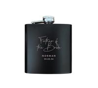 Personalised Script 6oz Matte Black Hip Flask | Custom Script Font Engraved Spirit Flask | Groomsman, Father of the Bride & Groom Gift | Wedding Party Thank You Keepsake | 170ml Pocket Flask