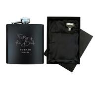 Personalised Script Text 6oz Black Hip Flask Gift Set | Includes Luxury Silk Lined Box & Filling Funnel | Custom Script Font Engraved Matte Black Flask | Wedding Groomsman & Father of the Bride Gift