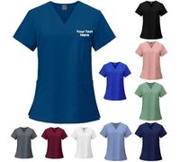Personalised Scrubs Top With Any Text,Scrubs Tunic Health Care Hospital Medical Uniform Women Men Nurse Uniform Workwear Doctor Nurse Dress (UK, Alpha, S, Regular, Regular, 10 colors to choose)