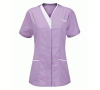 Personalised Scrubs Uniforms Women Top Custom T Shirt Design Your Own Nurses Top Dog Grooming Beauty Tunic for Dental Carer Vet Beauty Work Tunics Mock Wrap V Neck Workwear Healthcare