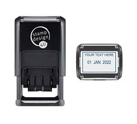 Personalised SD4U Self Inking Custom Word and Date Stamp - Blue Ink with Custom Line of Text Above The Date