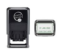 Personalised SD4U Self Inking Custom Word and Date Stamp - Green Ink with Custom Line of Text Below The Date