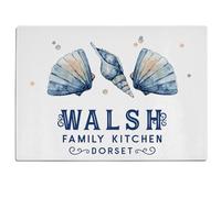 Personalised Sea Shell Chopping Board Seaside Glass Worktop Saver Cutting Kitchen Surface Protector Beach House - 30 x 40cm Holiday Home Birthday Gift Homewarming Decor Seashells KCH86