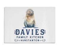 Personalised Seal Chopping Board Seaside Glass Worktop Saver Cutting Kitchen Surface Protector Beach House - 30 x 40cm Holiday Home Birthday Gift Homewarming Decor Seals KCH85