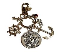 Personalised Seaman's St Christopher with Ship's Wheel, Initial, Birthstone & Anchor, Naval Gift, Merchant Seaman, Cruise Ship Job, Travel