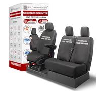 Personalised Seat Covers to fit Mercedes Sprinter 2018 On Waterproof, Heavy Duty, Seat Mounted Airbag Compatible, Durable, Easy to Fit - Tailored Drivers and Double Passenger Seat Cover With Storage