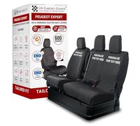 Personalised Seat Covers to fit Peugeot Expert 2016 On Waterproof, Heavy Duty, Seat Mounted Airbag Compatible, Durable, Easy to Fit - Tailored Drivers and Double Passenger Seat Cover With Storage