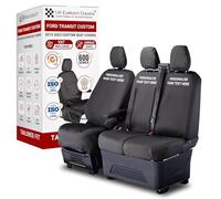 Personalised Seat Covers to fit the Ford Transit Custom 2013 to 2023 | Waterproof, Heavy Duty, Seat Mounted Airbag Compatible, Durable, Easy to Fit | Tailored 3 Seat Set With Pull Down Tray | Black