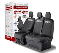 Personalised Seat Covers to fit the Ford Transit Custom 2024 On Waterproof, Heavy Duty, Seat Mounted Airbag Compatible, Durable, Easy to Fit - Tailored Driver & Double Passenger Seat Covers No Tray