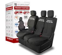 Personalised Seat Covers to fit the Peugeot Partner 2008-2018 Waterproof, Heavy Duty, Seat Mounted Airbag Compatible, Durable, Easy to Fit - Tailored Drivers Seat Cover and Double Passenger Seat Cover