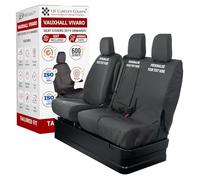 Personalised Seat Covers to fit the Vauxhall Vivaro 2019 Onwards Waterproof, Heavy Duty, Seat Mounted Airbag Compatible, Durable, Easy Fit - Tailored Drivers and Double Passenger Seat Covers With Tray