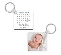 Personalised Sentimental Keepsake Day You Became My Daddy Photo Double-Sided Plastic Keyring - Father's Day Gift (Organza Gift Bag Packaging)