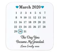 Personalised Sentimental Keepsake Day You Became My Grandad Date Wooden Drinks Coaster Mat Father's Day New Baby Gift from Grandchild