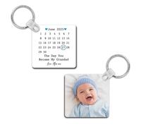 Personalised Sentimental Keepsake Day You Became My Grandad Photo Double-Sided Plastic Keyring - Father's Day Gift (Organza Gift Bag Packaging)