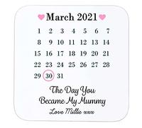 Personalised Sentimental Keepsake Day You Became My Mummy Date Wooden Drinks Coaster Mat Mother's Day New Baby Gift