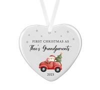 Personalised Sentimental Keepsake First Christmas Grandparents Santa Ceramic Heart Hanging Tree Bauble Decoration Gift (Luxury Gift Box)