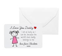 Personalised Sentimental Keepsake I Love You Daddy White Metal Wallet Card Fathers Day Birthday Gift From Daughter