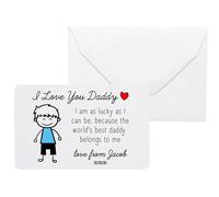 Personalised Sentimental Keepsake I Love You Daddy White Metal Wallet Card Fathers Day Birthday Gift From Son